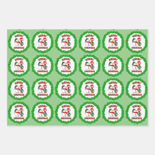 Snowman Buffalo Karo Mushroom Gnome Set der Gesche Geschenkpapier Set (Vorderseite)