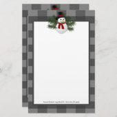 Snowman Buffalo lächelnd Kariert Personalisiert Briefpapier (Vorne/Hinten)