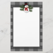 Snowman Buffalo lächelnd Kariert Personalisiert Briefpapier (Rückseite)