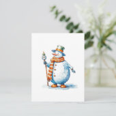 Snowman C - Wasserfarben Feiertagskarte (Stehend Vorderseite)