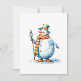 Snowman C - Wasserfarben Feiertagskarte