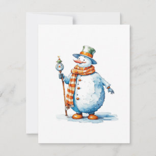 Snowman C - Wasserfarben Feiertagskarte