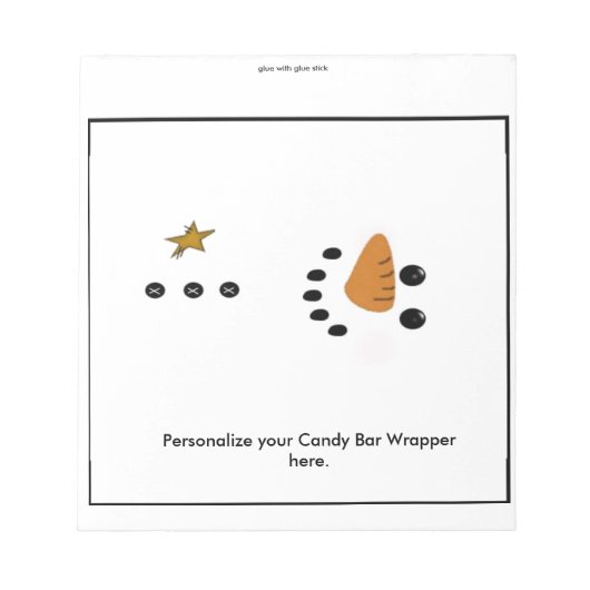 Snowman Candy Bar Wrapper Gastgeschenk Notizblock (Vorderseite)