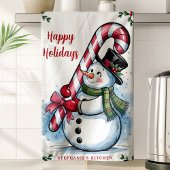 Snowman Candy Cane Happy Holidays Weihnachten Geschirrtuch