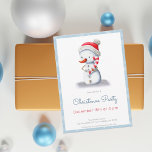 Snowman Candy Cane Weihnachts-Party Einladung<br><div class="desc">Minimalistische Weihnachtseinladung mit einer Illustration eines Schneemanns mit einem Zuckerrohr. Illustriert und entworfen von Patricia Alvarez.</div>