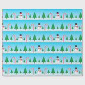 Snowman & Candy Cane Winter Wonderland Geschenkpapier (Flach)