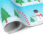 Snowman & Candy Cane Winter Wonderland Geschenkpapier (Rolleneckpunkt)