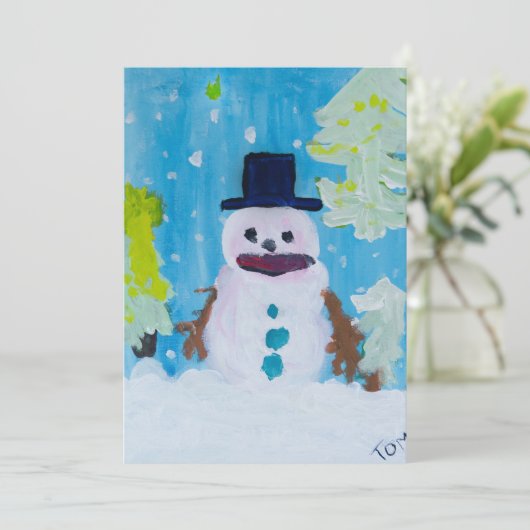 Snowman Card Feiertagskarte (Stehend Vorderseite)