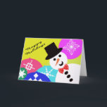 Snowman Card Feiertagskarte<br><div class="desc">Ein Gentleman Snowman,  umgeben von dekorativen Ornamenten</div>