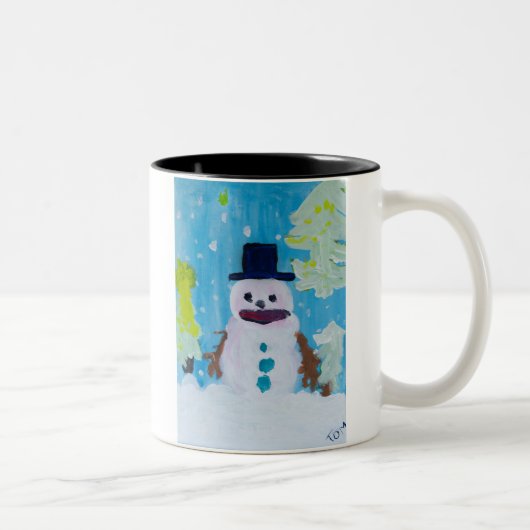 Snowman Card Zweifarbige Tasse (Rechts)