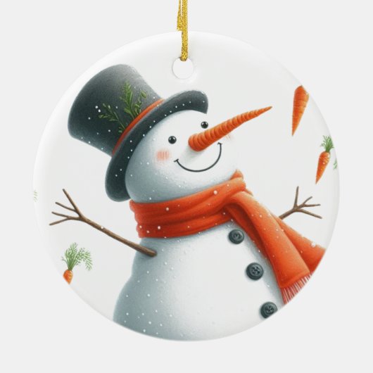 Snowman Carrot - Leben Keramik Ornament (Hinten)
