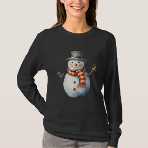 Snowman Carrot Nose Kariert Scarf Winter Weihnacht T-Shirt