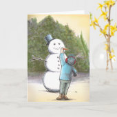 Snowman Carrot Nose Karte (Gelbe Blume)