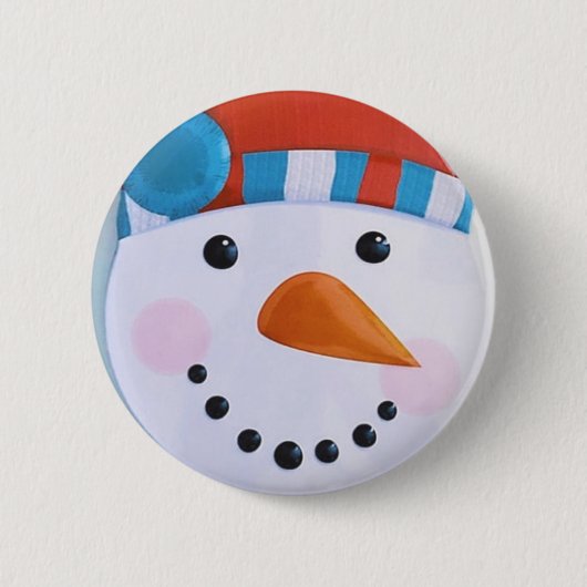 Snowman Carrot Nose Winter Weihnachten Button (Vorderseite)