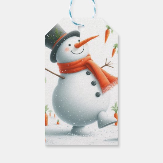 Snowman Carrot Patch Dance Geschenkanhänger (Rückseite)