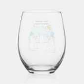 Snowman Cartoon Funny Zeichne Weinglas Ohne Stiel (Rückseite)