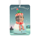 Snowman-Cartoon mit individualisierbaren Gesichter Autolufterfrischer (Rückseite)