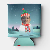 Snowman-Cartoon mit individualisierbaren Gesichter Dosenkühler (Vorderseite)