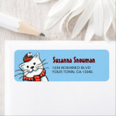 Snowman Cat & Robin Rücksendeadressen-Aufkleber (Insitu)