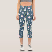 Snowman Cats Holiday Pattern Capri Leggings (Vorderseite)