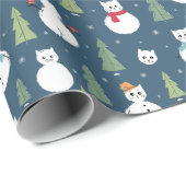 Snowman Cats Holiday Pattern Geschenkpapier (Rolleneckpunkt)