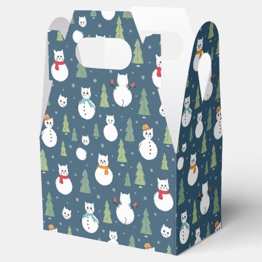 Snowman Cats Holiday Pattern Geschenkschachtel (Geöffnet)