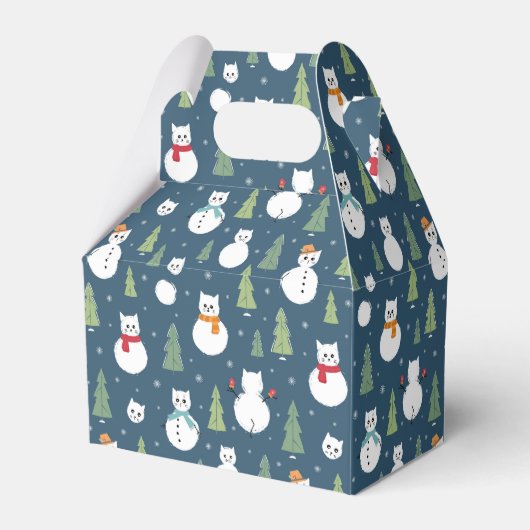 Snowman Cats Holiday Pattern Geschenkschachtel (Vorderseite)