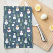 Snowman Cats Holiday Pattern Geschirrtuch (Viertel Falte)