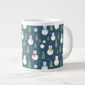 Snowman Cats Holiday Pattern Jumbo-Tasse (Vorderseite Rechts)