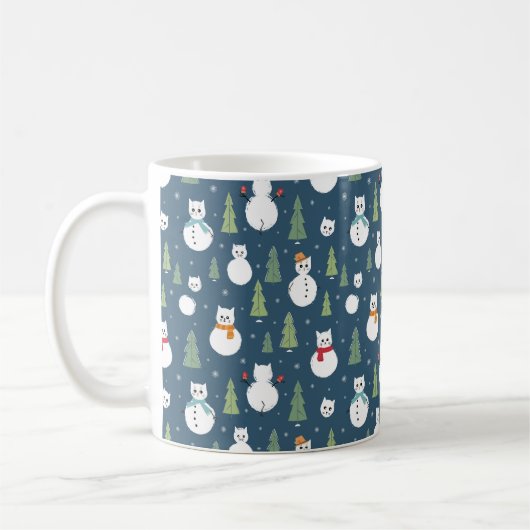 Snowman Cats Holiday Pattern Kaffeetasse (Links)