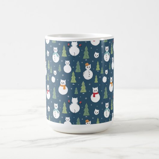 Snowman Cats Holiday Pattern Kaffeetasse (Mittel)