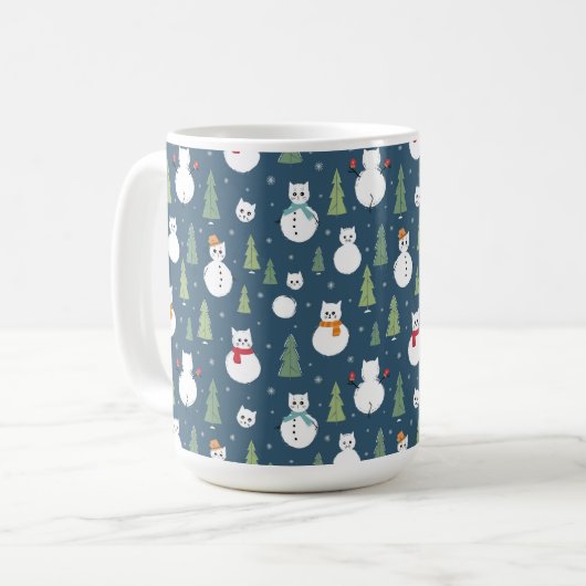 Snowman Cats Holiday Pattern Kaffeetasse (Vorderseite Links)