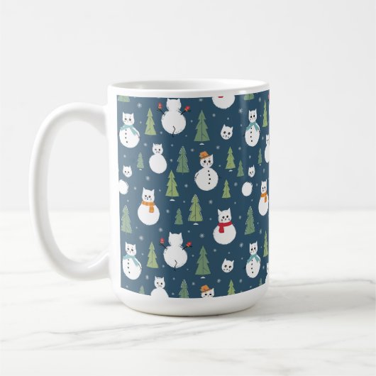Snowman Cats Holiday Pattern Kaffeetasse (Links)
