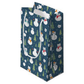 Snowman Cats Holiday Pattern Kleine Geschenktüte (Vorderseite Schrägansicht)