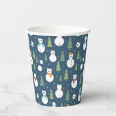 Snowman Cats Holiday Pattern Pappbecher (Rückseite)