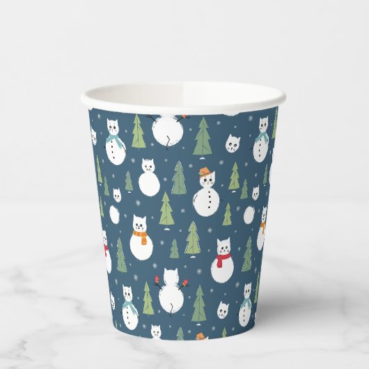Snowman Cats Holiday Pattern Pappbecher (Links)