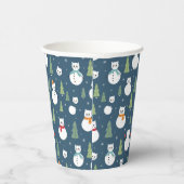 Snowman Cats Holiday Pattern Pappbecher (Rechts)
