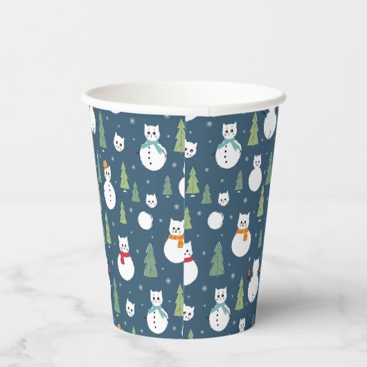 Snowman Cats Holiday Pattern Pappbecher (Rechts)