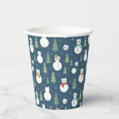 Snowman Cats Holiday Pattern Pappbecher (Vorderseite)