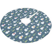 Snowman Cats Holiday Pattern Polyester Weihnachtsbaumdecke (Schrägansicht)