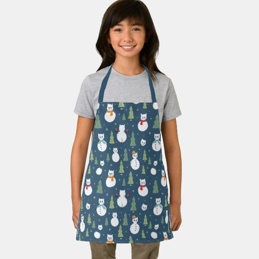 Snowman Cats Holiday Pattern Schürze (Insitu)