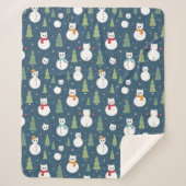 Snowman Cats Holiday Pattern Sherpadecke (Vorderseite)