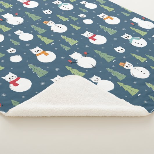 Snowman Cats Holiday Pattern Sherpadecke (3/4)