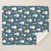 Snowman Cats Holiday Pattern Sherpadecke (Vorderseite (Horizontal))