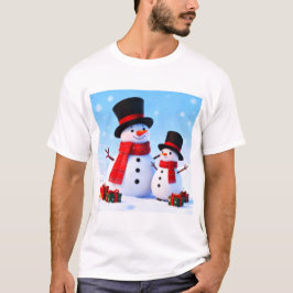 Snowman Celebration in the Winter Hills T-Shirt