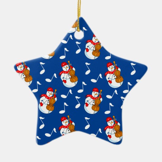 Snowman Cello Musiknoten Keramik Ornament (Vorne)