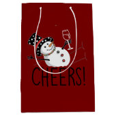 Snowman Chef Wein Weihnachten Weihnachten Weihnach Mittlere Geschenktüte (Vorderseite)