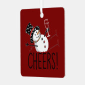 Snowman Chef Wein Weihnachten Weihnachten Weihnach Ornament Aus Metall (Vorderseite links)