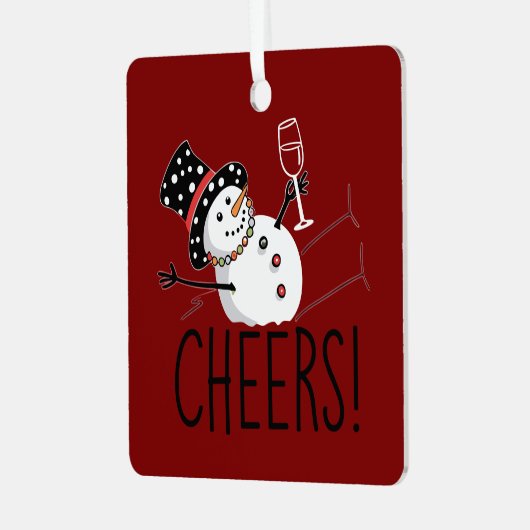 Snowman Chef Wein Weihnachten Weihnachten Weihnach Ornament Aus Metall (Vorderseite links)