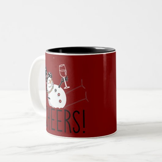 Snowman Chef Wein Weihnachten Weihnachten Weihnach Zweifarbige Tasse (Vorderseite Links)